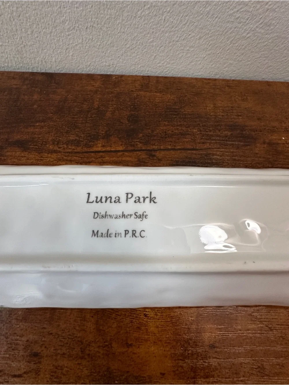 Luna Park Olive Appetizer Serving Dish - Textured White Ceramic with Gold Trim